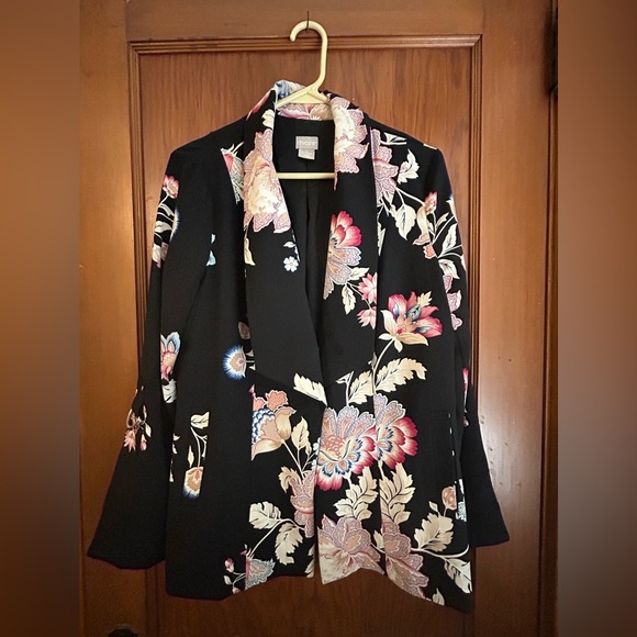 Chico’s Floral Jacket Size 1 (8-10) - Picture 1 of 5